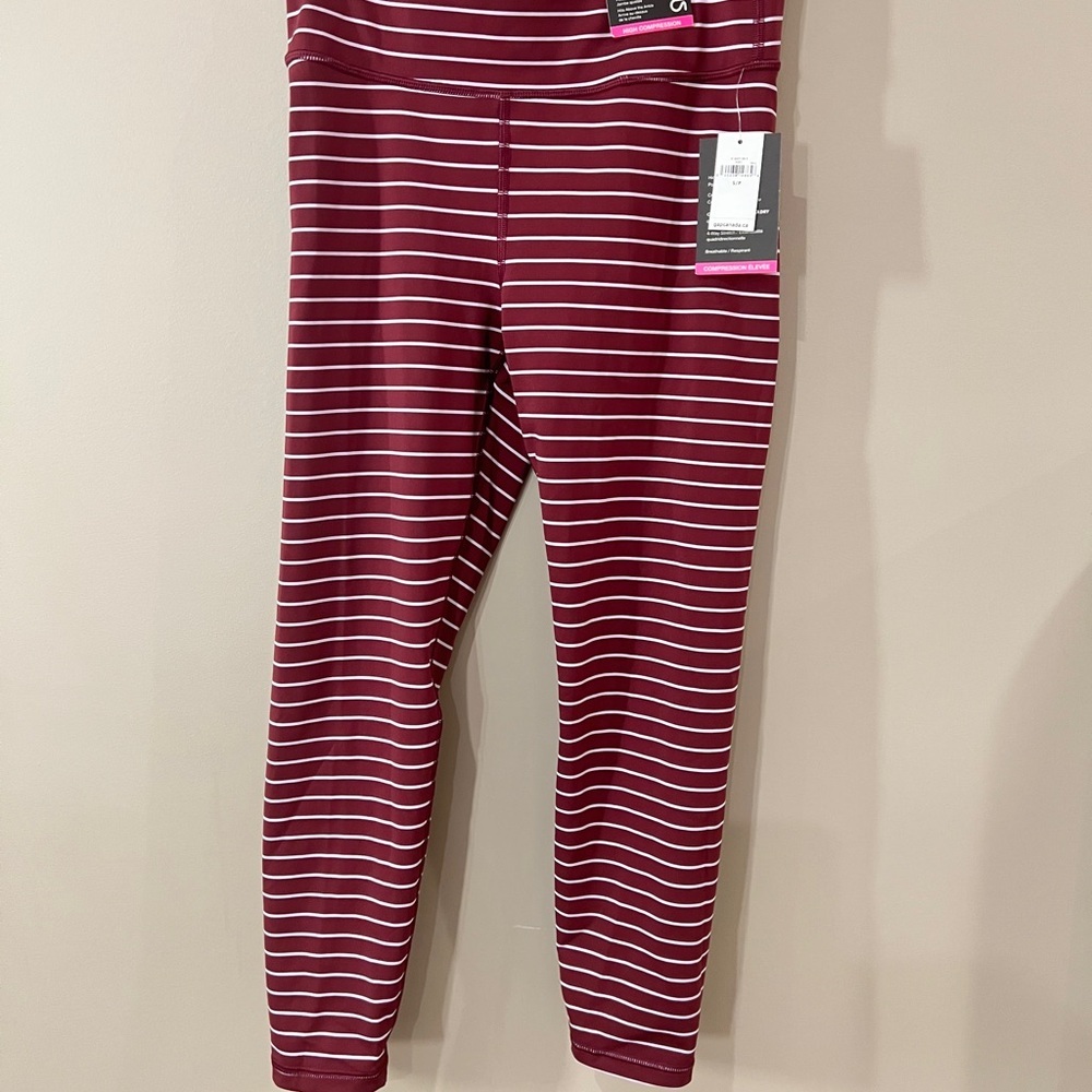 GAP Maroon and White Striped Leggings